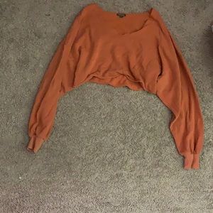 Long sleeve orange crop top